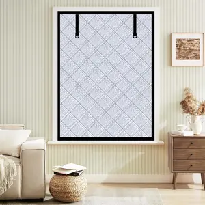 Winter Insulated Window Curtain 39"x63", Oxford Cloth Thermal Insulated Window Cover with Buckles, Heavy Duty Window Insulation Kit Fits Windows up to 38"x62", Silvery