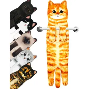 Funny Cat Hand Towels for Bathroom Kitchen Decor Towel,Cute Decorative Hanging Face Towels,Super Absorbent Soft, Housewarming Gift,Cat Lovers Gifts for Women