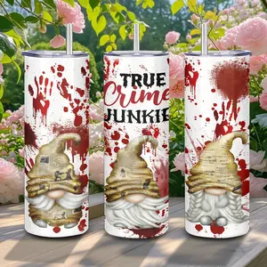 20oz Stainless Steel Tumbler, 1 Count The Gnome Did It Pattern Insulated Water Bottle, Stainless Steel Thermos, Stainless Steel Flask, Drinking Cup for Home Office School, Boyfriend Gift, Drinkware, Summer Cool Bottle