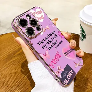 Electroplated Phone Case for iPhone 17 15 Pro Max Air 16 14 Plus 13 12 11 Faith Over Fear Psalm Christian Aesthetic Soft TPU Silicone Dirt-proof Easy to Clean Soft Cover Gift