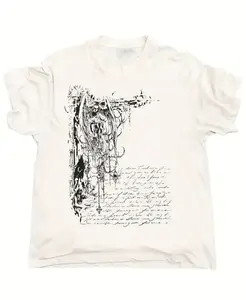 Vintage Fallen Angel T-Shirt, Gothic Creature Dark Academia Tee, Y2K Grunge Winged Demon Shirt, Crew Neck, Short Sleeve, Cotton, Gift for Alternative Him Her, Unisex Emo Punk Top