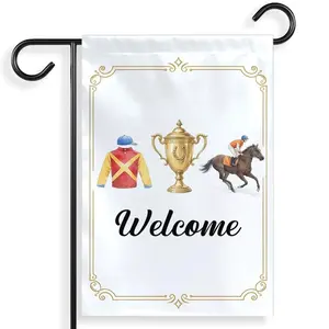 Welcome Garden Derby Flag, Horse Racing Porch & Lawn Decor, Outdoor Yard Sign for House Decoration.