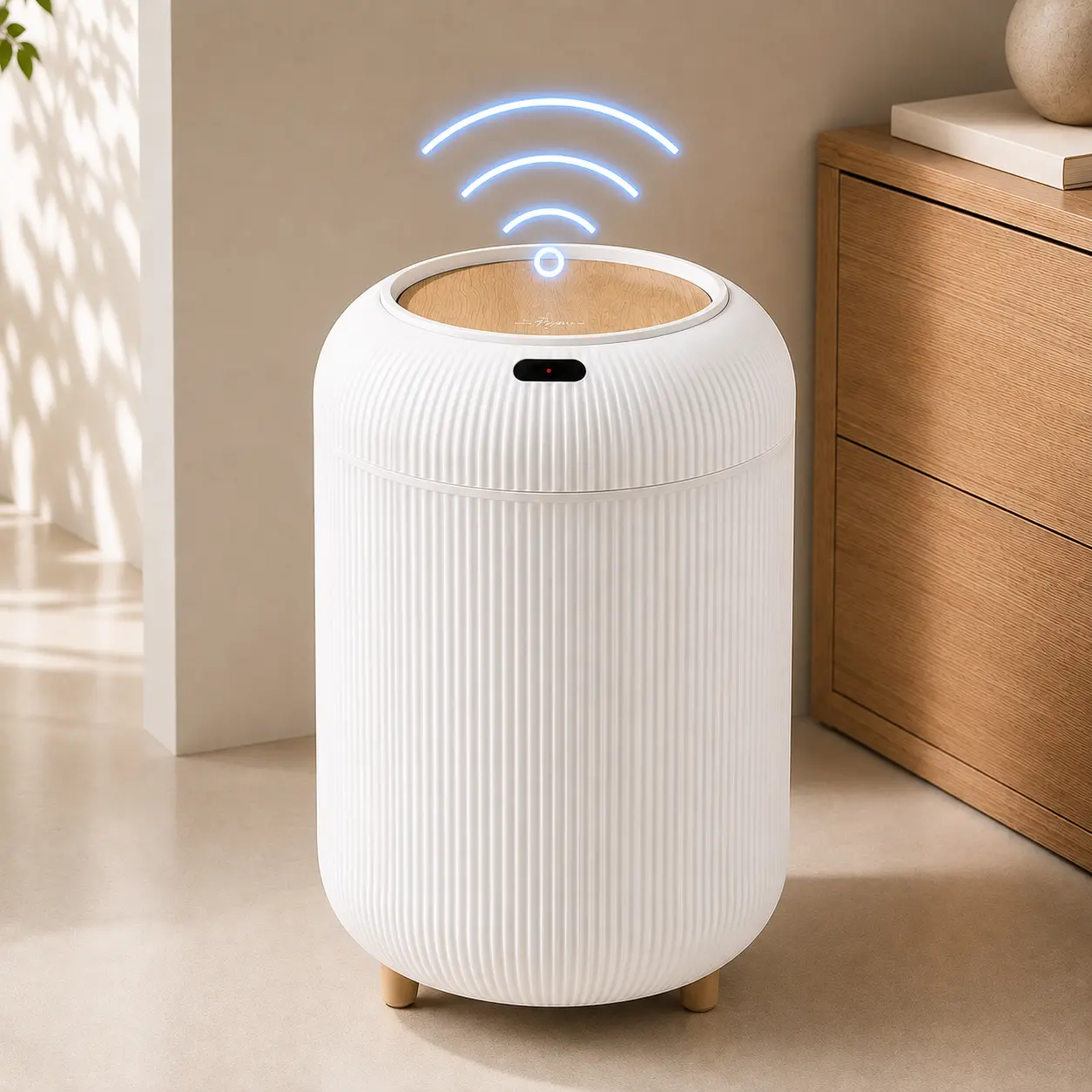 Touchless Smart Trash Can with Motion Sensor, Automatic Hands-Free Garbage Bin with Lid for Bathroom, Bedroom, Kitchen & Office