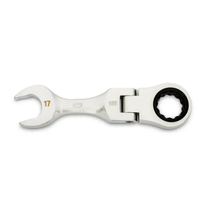 Gearwrench KD86867 17 mm 90-Tooth 12-Point Stubby Flex Combination Ratcheting Wrench, Flexible Socket Wrench, Flexible Socket Wrenches