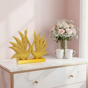 Golden Beaded Double Swan Statue Will Instantly Elevate The Style Of Your Living Room. The Perfect Choice For Your Wedding or Anniversary.