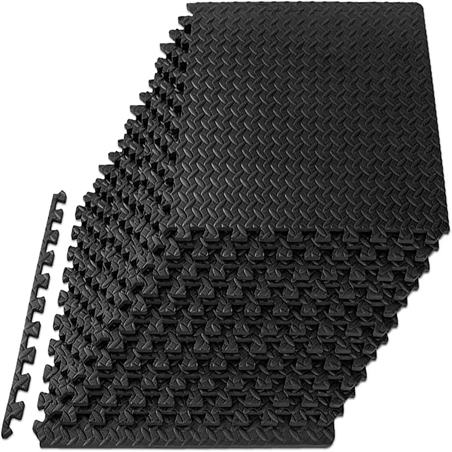 12 Tiles EVA Exercise Floor Mats  Interlocking Foam Tile Performance Mats Area: 24 SQ FT 1/2 inch Thickness, EVA Home Gym Exercise Floor Mats for All Exercises or Equipment, Black