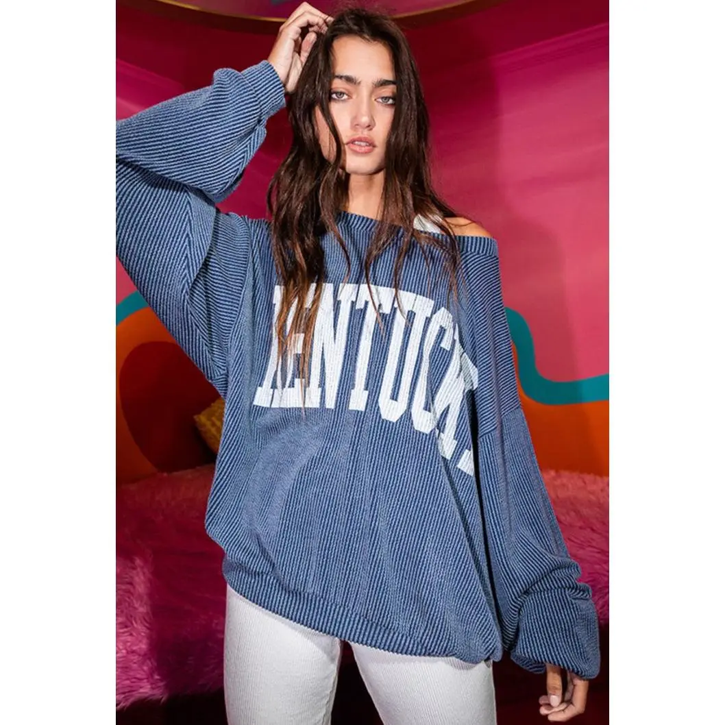 Game Day-Kentucky Ribbed Relax Fit Sweater