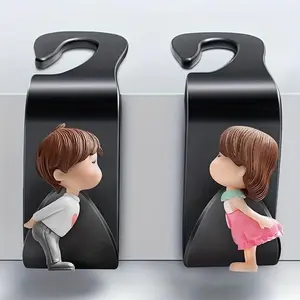 4pcs Durable ABS Multifunctional Cute Couple Car Seat Back Hooks for All Vehicles