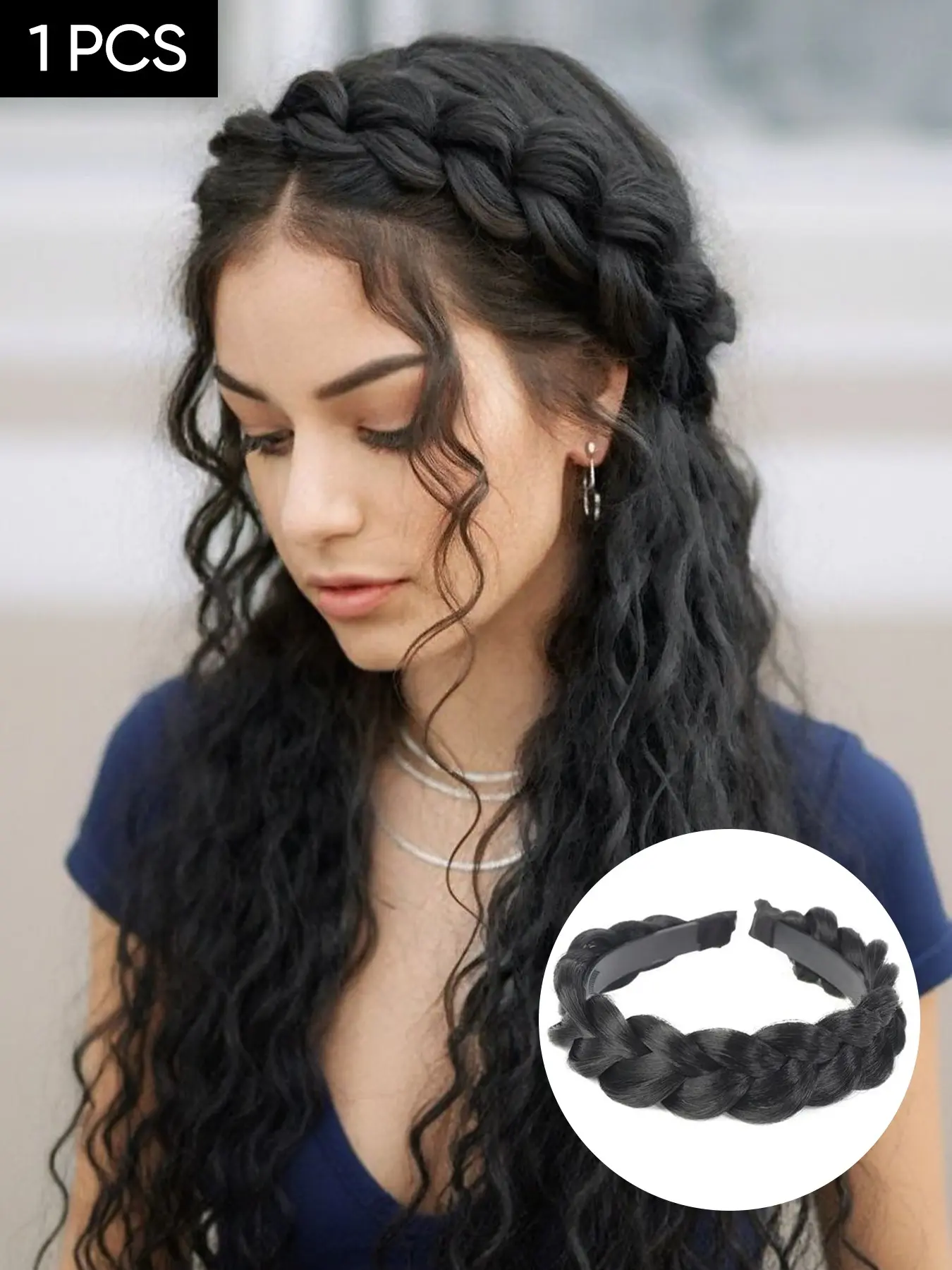 Women's Elegant Braided Hairband, Synthetic High-Temperature Fiber Fake Hair Extension, Anti-Slip Grip, Daily Use Fashion Accessory, Hair Braid Headband, Non Slip Headband