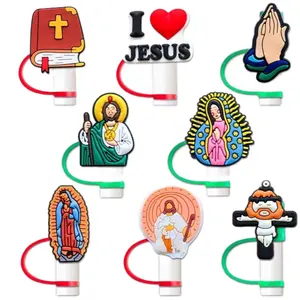 8 pcs Jesus straw cover straw toppers reusables Kitchen Utensils Drinkware Set Coffee Cup Tea Mugs automatic no magnets beveragedispenser