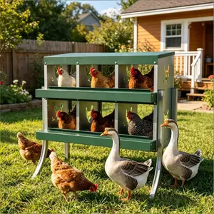 Galvanized Steel Chicken Nesting Box with Tilted Egg Tray & Easy-Clean Design - Wall or Ground Mount for Backyard Coop,Outdoor Egg Laying Boxes,Metal Nesting Boxes,Chicken Nesting Boxes