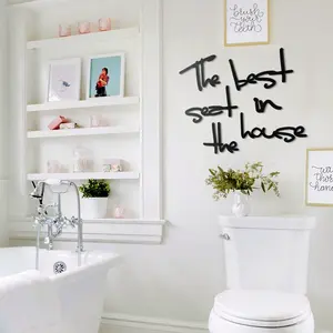 The Best Seat in the House Bathroom Wall Decor,WC Humorous Bathroom Sign with Minimal Line Art Design  and Home Decoration Family Wall Hanging Decorative Artwork Decorative Fake Greenery Ornaments Artistic
