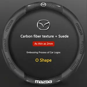 Mazda 3 5 6 Skyactiv Axela Atenza Cx30 Cx5 Cx8 Cx9 Mx5 Rx8 Rx7 Bt50 Carbon Fiber Leather Steering Wheel Cover, Car Accessories