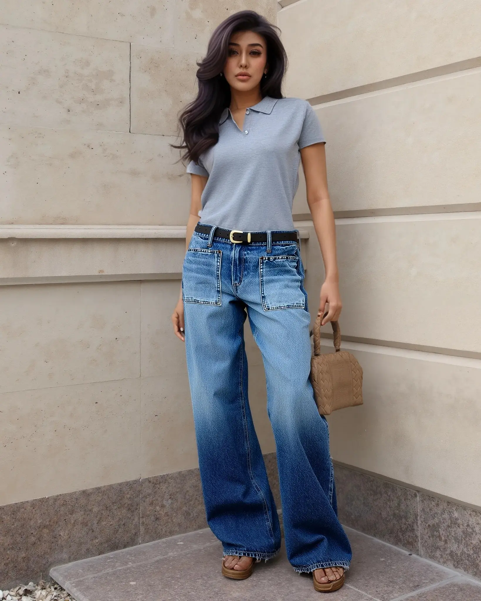 Women's Cotton Blend Wide-Leg Jeans - Designed for Tall Frames, Versatile for Weekday and Weekend Wear