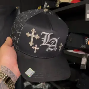 Cap “LA Cruces”, Black with Silver Special Edition Hat Featuring Cross Design and Silver Accents