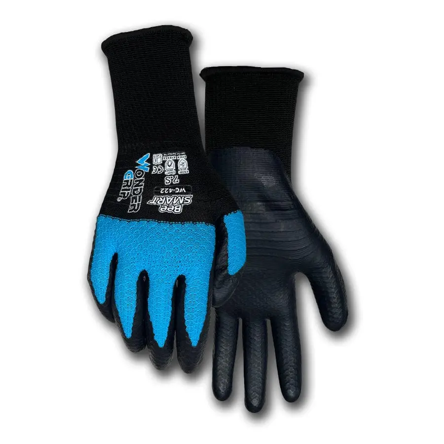 422WG Model Black Latex Coated Work Safety Gloves (S,M Sizes) - 3-Pack, Comfortable and Breathable, Flexible, Durable, Firm Grip Tooling, Bee Pattern for Home Improvement Security & Safety Use