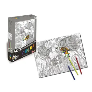 Fish 500 Piece Coloring Jigsaw Puzzle + 6 Markers