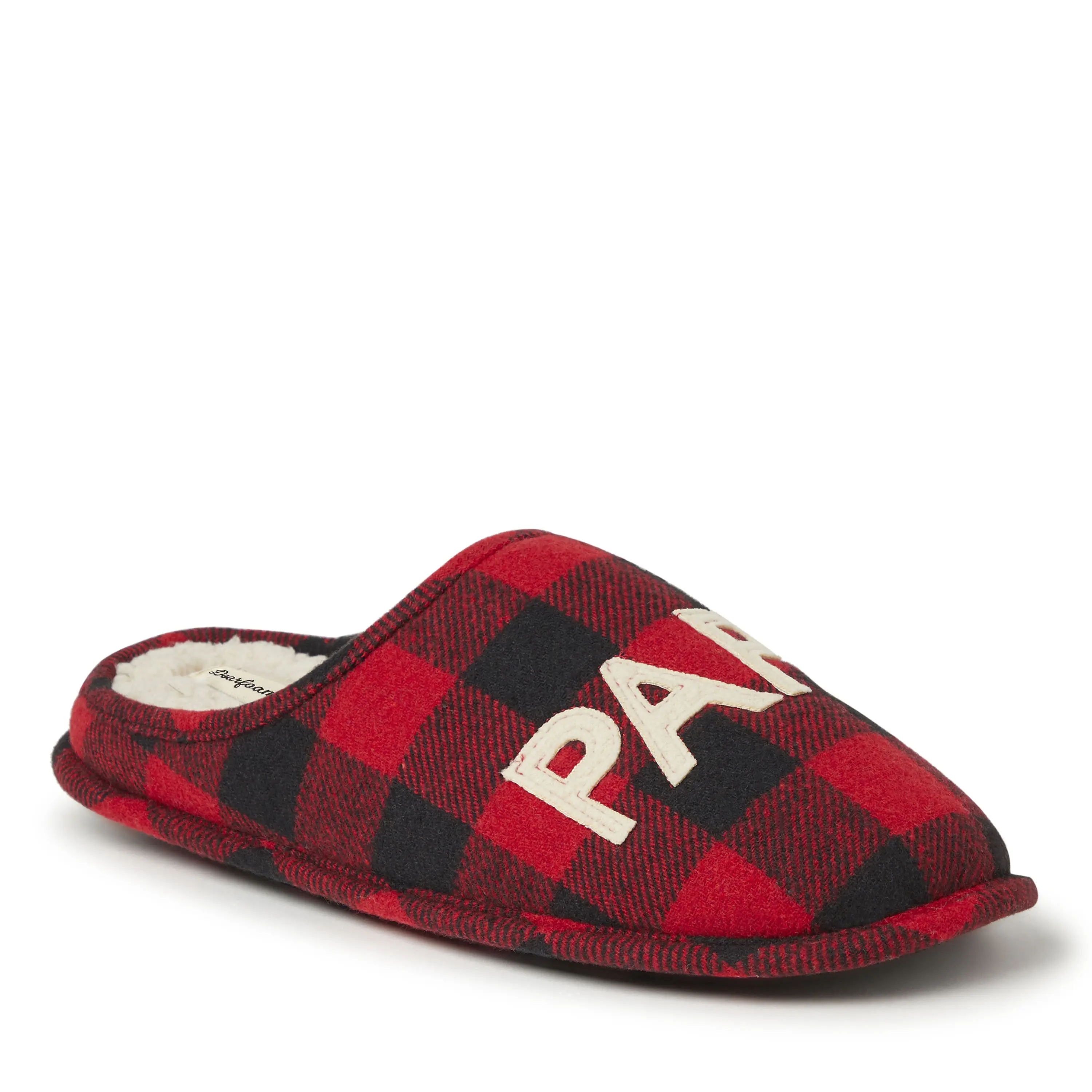 Dearfoams Men's Classic Soft Buffalo Check Papa Bear Dad Clog House Slipper - Comfortable Slide Shoe, Men's Casual Footwear, Rubber