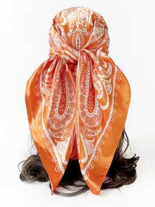 Women's Classic Paisley Print Silk Scarf, Fitted Design for All Seasons, New Middle East Style Headscarf, Ideal for Casual Wear, Paisley Print Shawl