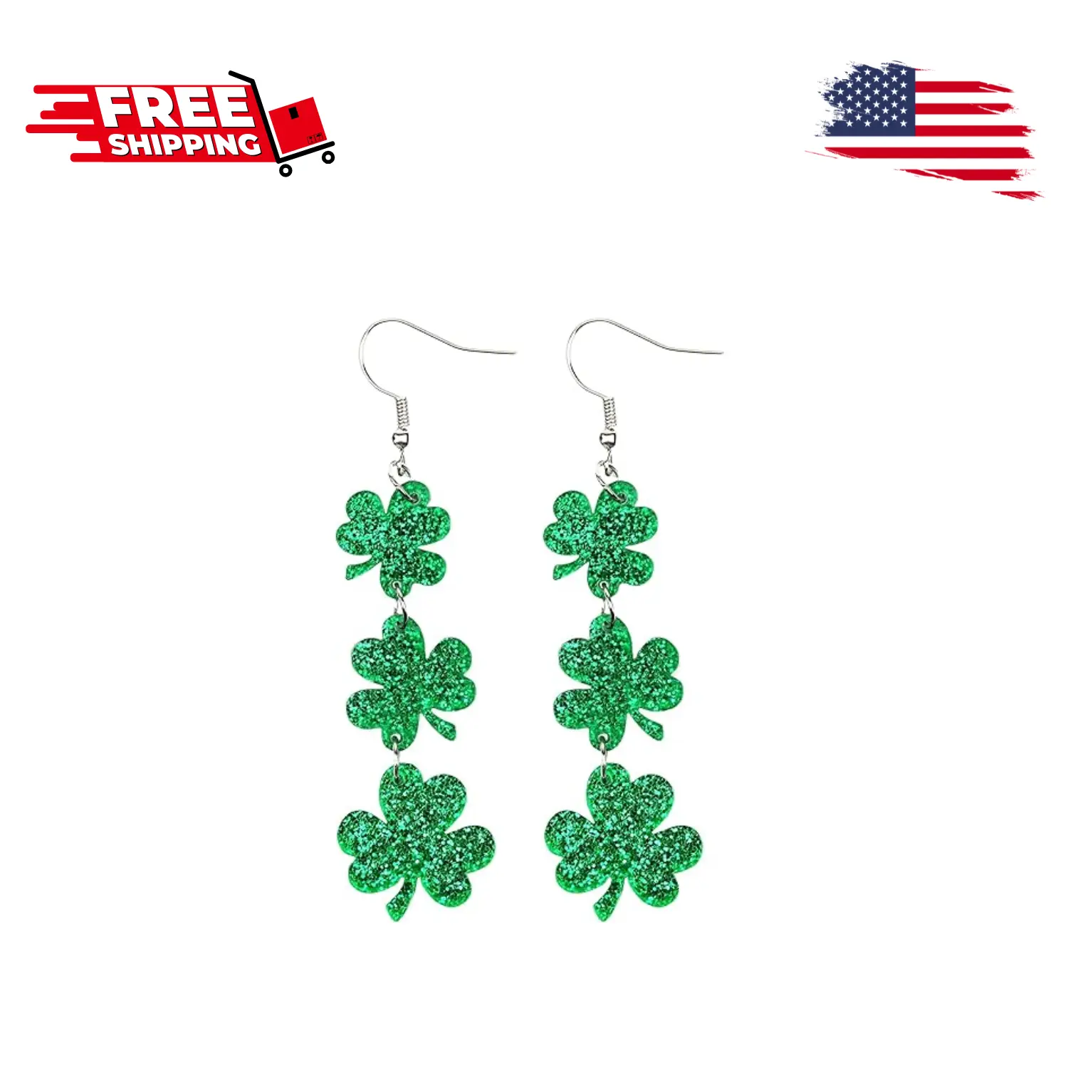St. Patrick's Day Green Shamrocks Clover Earrings for Women