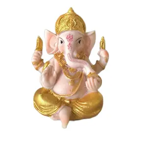 Lord Ganesha Statue - Decorative Religious Figure with Gold Accents and Traditional Attributes