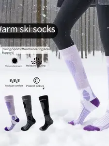 Professional Ski Socks Unisex Anti-Odor Winter Thickened Athletic Running Socks Outdoor Sports Non-Slip Warm Snowboard Socks, Sporty Style