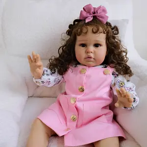 Lifelike Reborn Baby Dolls Black, 24inch Ellie Realistic Black Newborn Real Life Baby Dolls Soft Vinyl Baby Dolls with Clothes and Toy Gift for Kids Age 3+