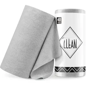 Microfiber Cleaning Cloth Roll -40 Pack,  Away Microfiber Towels, 12" x 12", , Washable, Scratch Free, Ultra Absorbent Dish Rags for , Home, Garage or Shop (Grey)