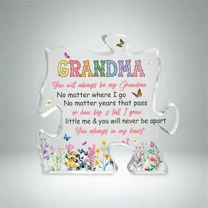 Acrylic Puzzle Grandma Statue, TransparentHome Decoration, Summer Gift, Creative Gift For Grandma & Gift For Mom