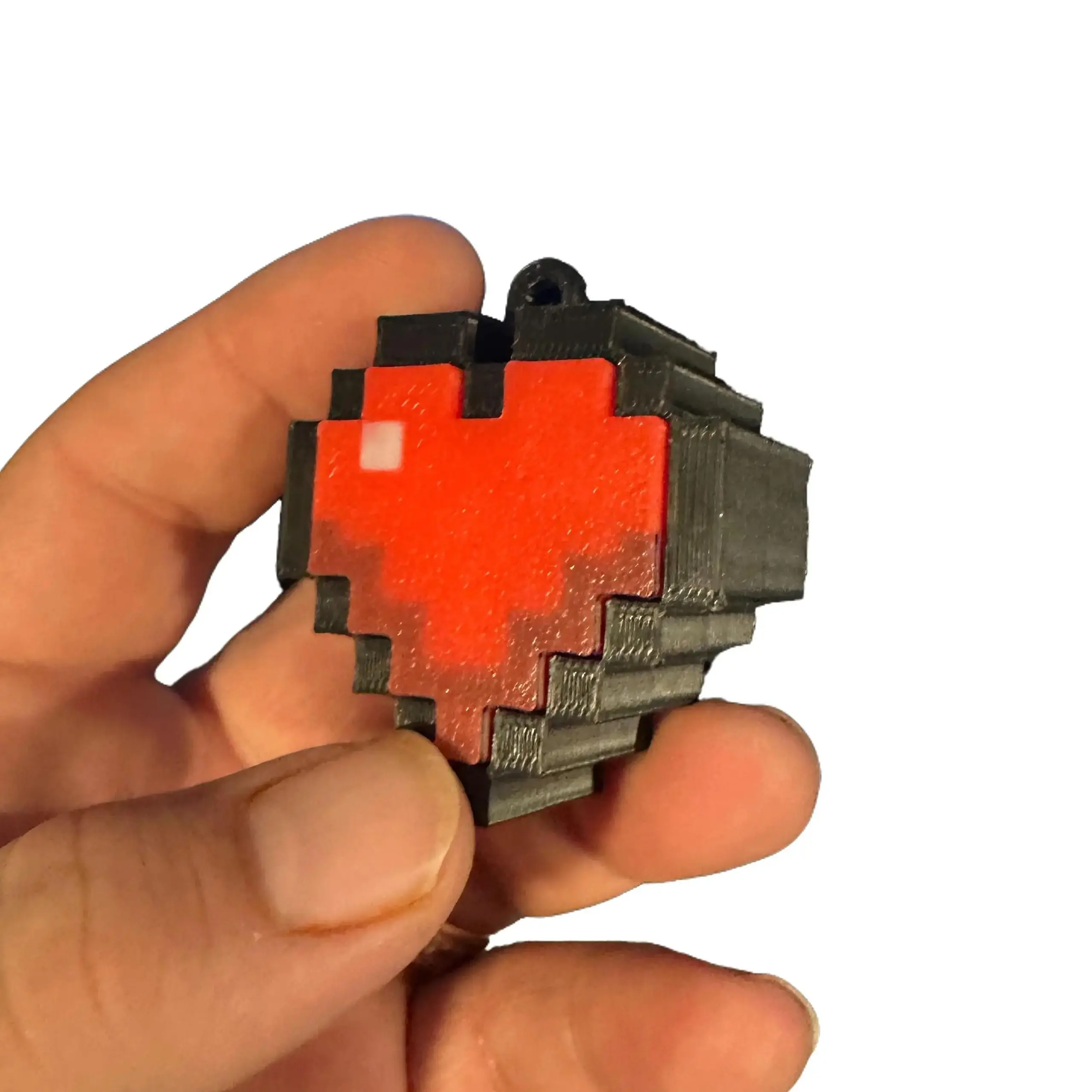 Pixel Heart Fidget Clicker - Must-Have 3D Printed Keychain with Cherry MX Key Switch, Loud Click, Durable Design for Minecraft Fans