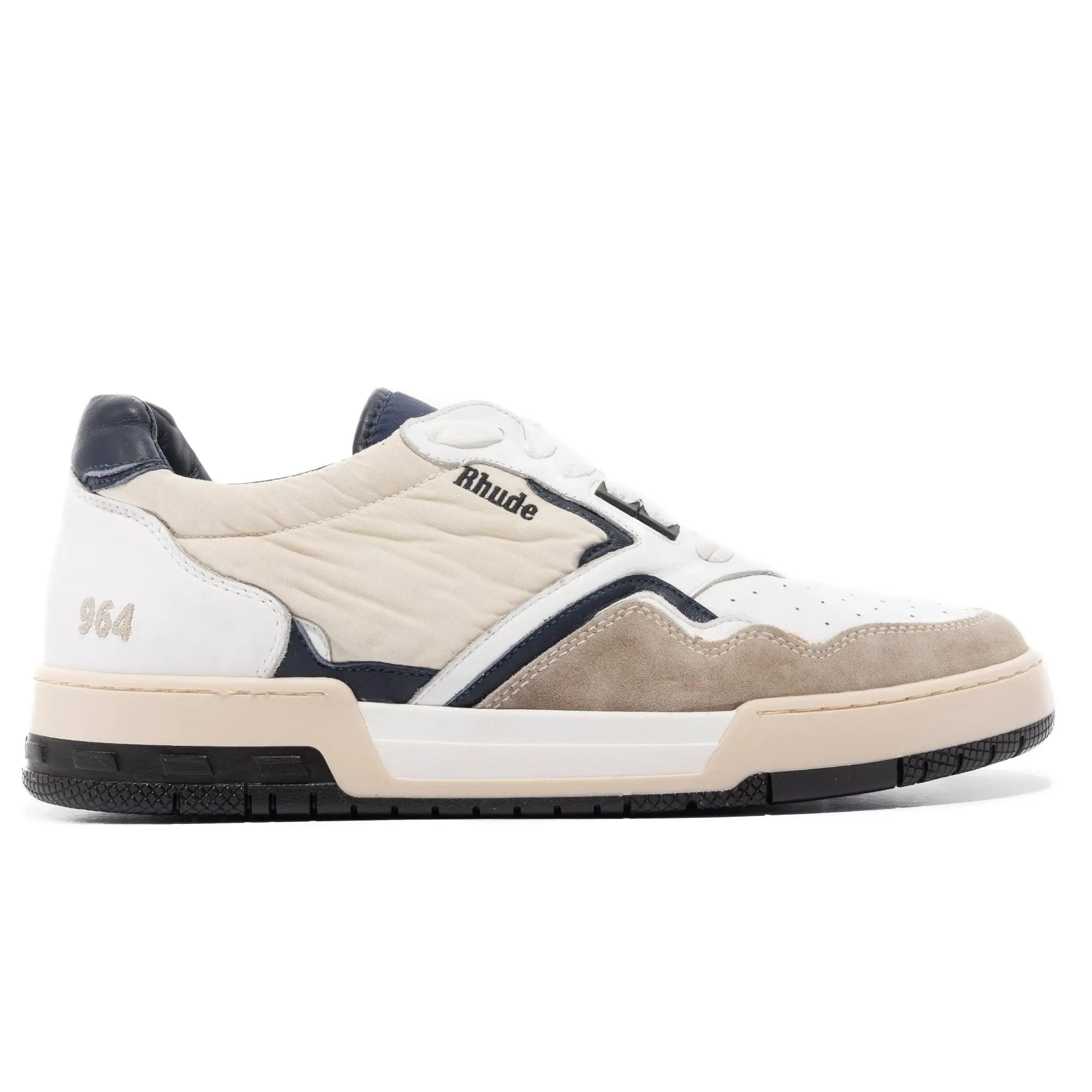 Rhude Racing Sneaker in White / Navy / Beige