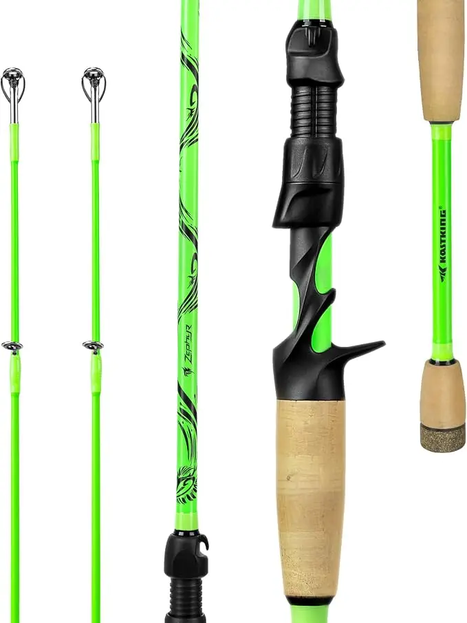 KastKing Zephyr Dual Tip Casting Fishing Rods, Green 6'6"-M/MH-F(2 Pcs+ Extra Tip)
