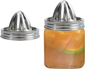 Stainless Steel Juicer Lid for Mason Jars, Manual squeezer for Lemon and Orange, Citrus Reamer Juicer for Wide Mouth Mason Jars