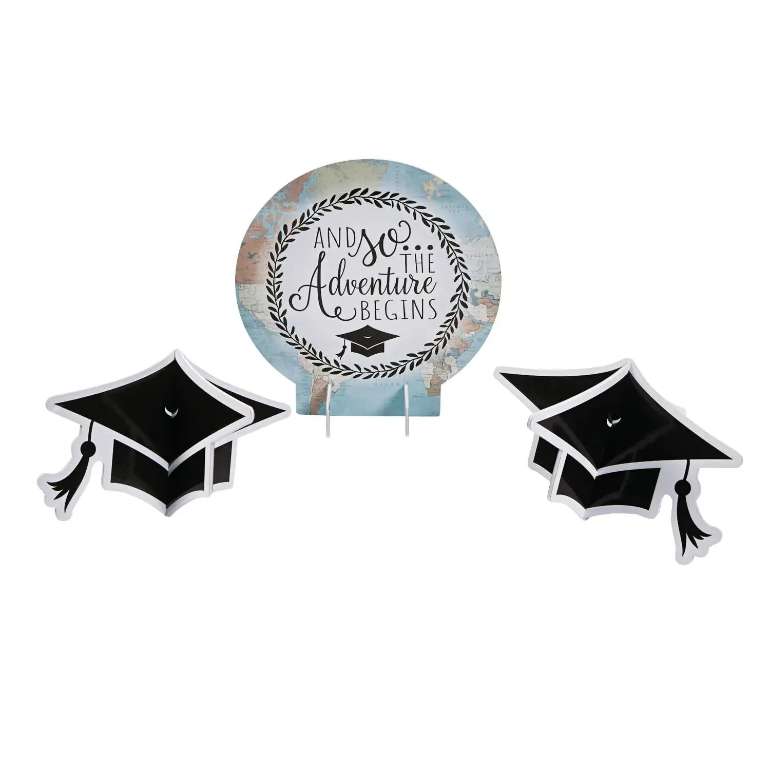 Charming Graduation Decorations Table Decor Set, 3-Pc Grad Adventure Foam Centerpieces with 6 3/4"-12 1/2" Size Range