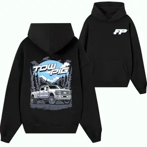 FP Tow Pig Truck Graphic Hoodie, Lifted Pickup Off Road Pullover Hoodie, Automotive Streetwear Hoodie for Truck Enthusiasts