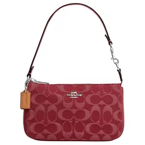 COACH Nolita 19 Silver Logo Monogram Denim Shoulder Bag for Women in Red