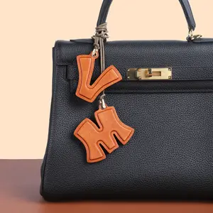 CRAZYSMITH Letter Pendant Handmade Genuine Leather Custom Bag Pendant Keychain Car  Pendant Hand-sewn Luxury Couple Gift Signature Design