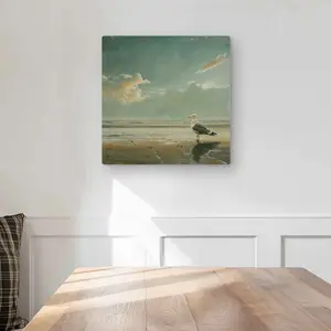 Begin Home Decor C1MP1616BKD8I5 16 x 16 in. Relaxed Seagull - Turquoise Metal Print Wall Art for Home Decor