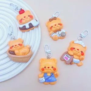 Cute Cartoon Butter Bear Resin Doll, DIY Keychain, Backpack Strap Accessory, Craft Material, Fun Decoration, Perfect Gift Idea