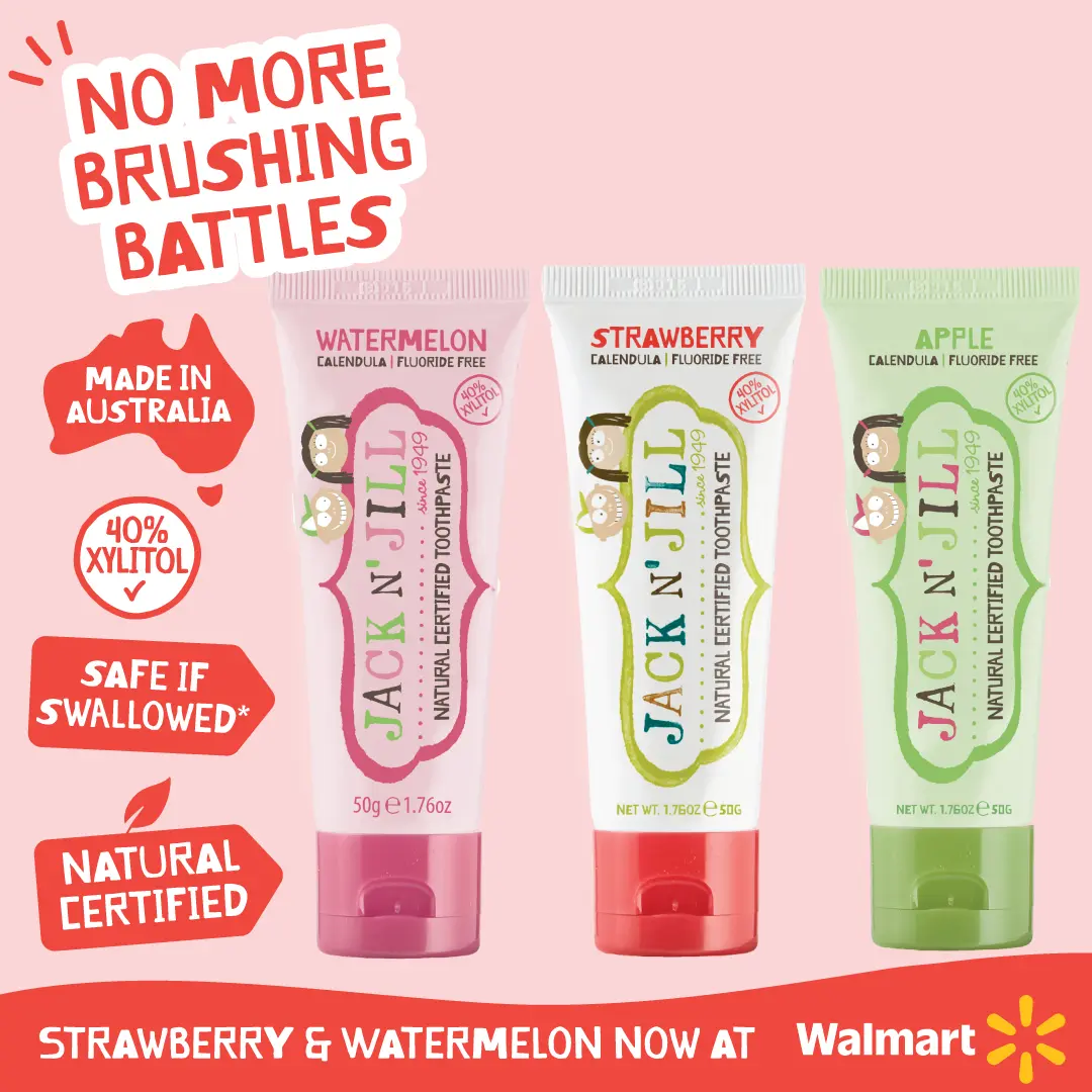 NEW! Three Pack Natural Certified Fluoride Free Baby and Kids Toothpaste: Strawberry, Watermelon and Apple