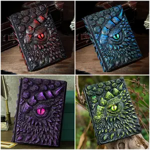3D Dragon Eye Embossed Resin Engraving Journal - Handmade Vinyl Hardcover, English, DND Enthusiasts, Doodle Pad, Interactive Notebook, Travel & Art Sketchbook