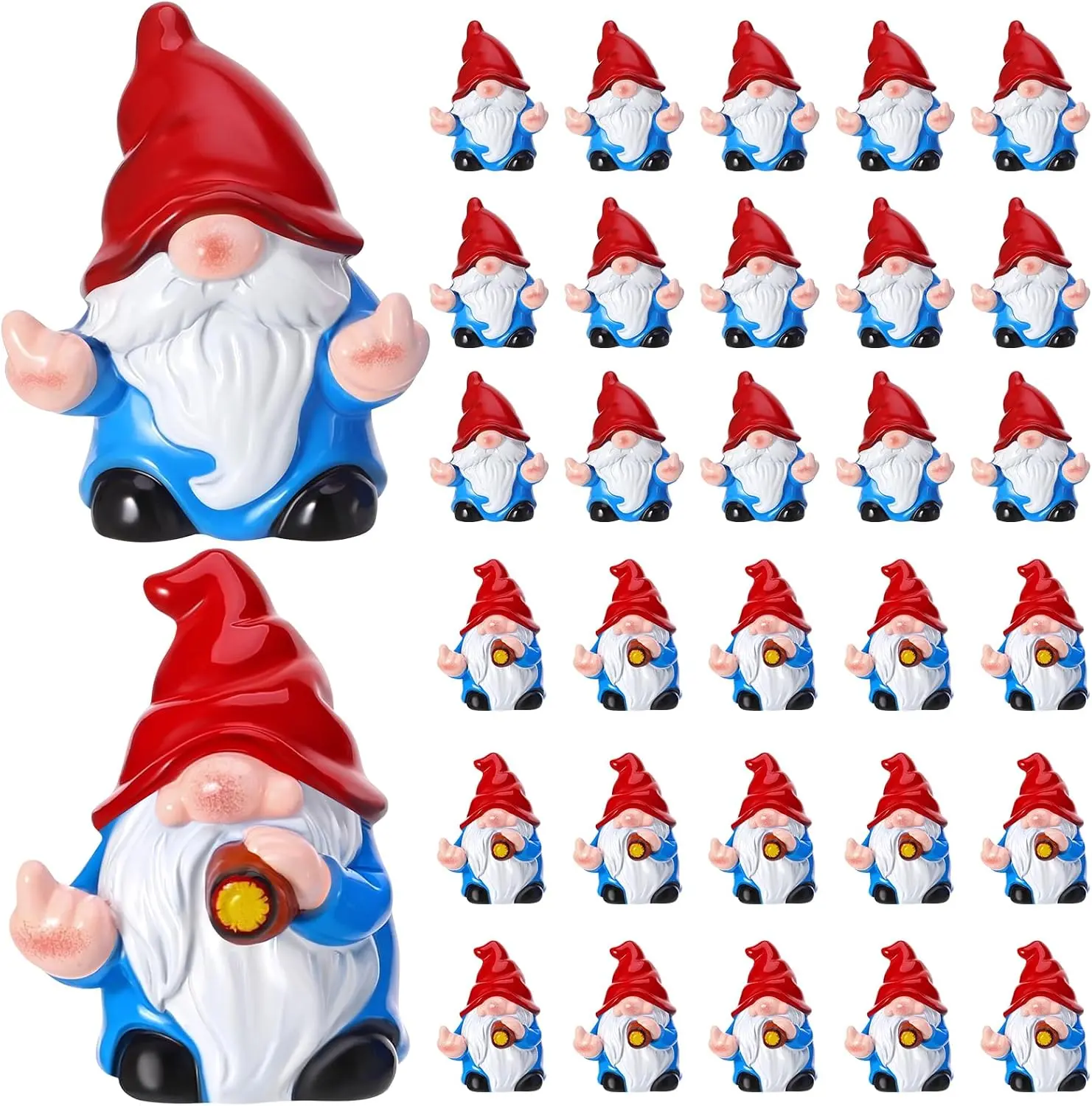 30 Pcs Mini Resin Middle Finger Gnome Figurine Collectibles - Naughty, Funny Garden Miniature Sculptures for Lawn, Patio Decor