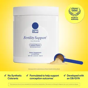 Ritual Fertility Support Supplement 3-in-1 Drink-Mix Formulated to Support Conception Outcomes with Clinically-Studied Ingredients (CoQ10, NAC, Myo-Inositol) and Designed with an OB/GYN. 60 Servings.*