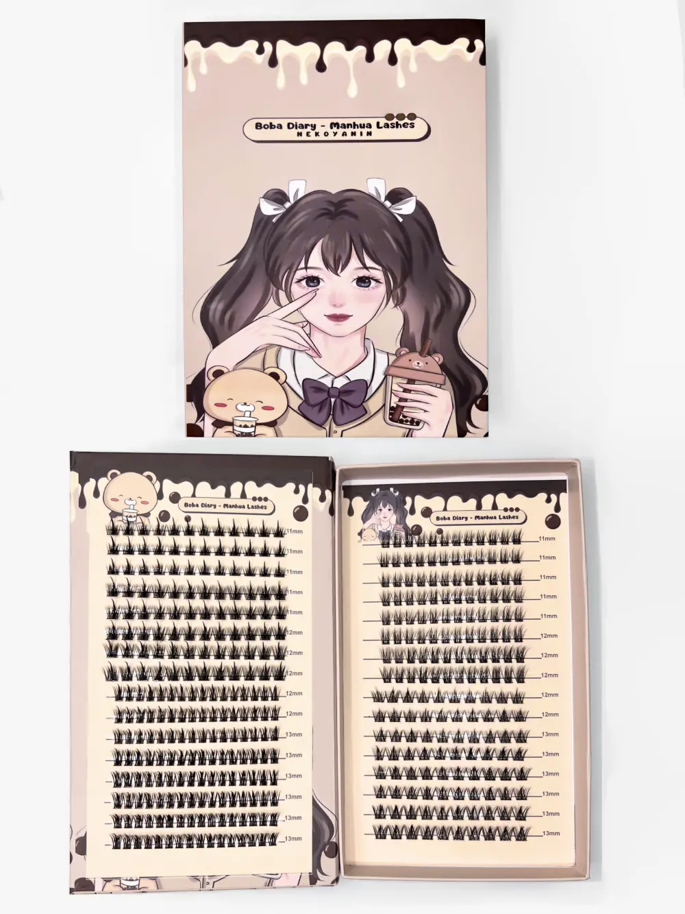Manhua Manga Lash Clusters Book 400+ Pieces thin band for lash extensions Eyelashes Lightweight Eyelashes Extensions Makeup Synthetic false eyelash