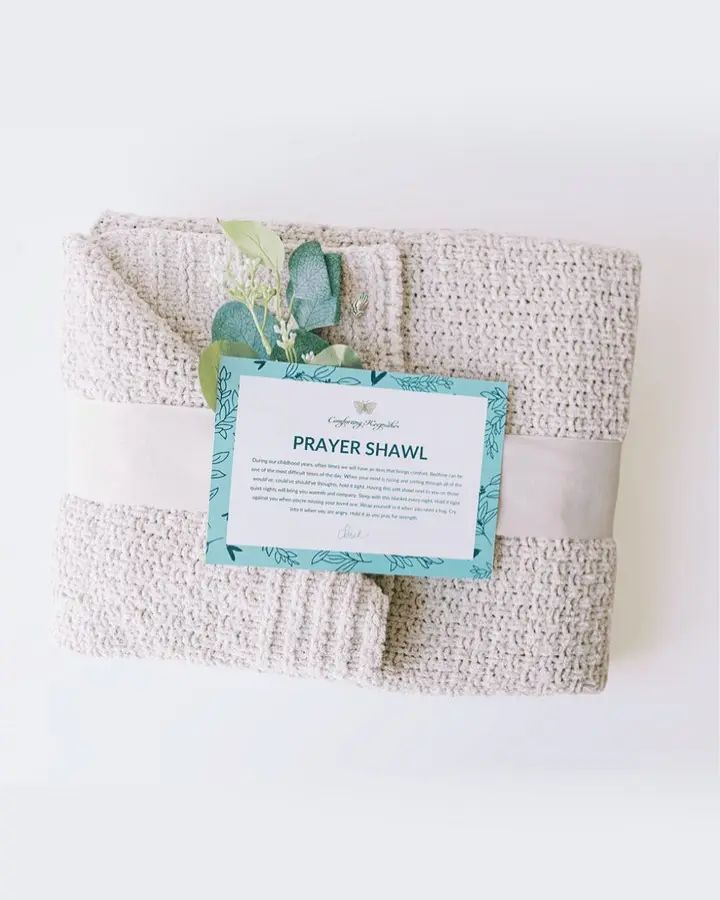 Chenille Classic Comforting Prayer Shawl 30x60inch - Soft & Cozy for Prayers & Comfort - Perfect Gift with Personalized Card Included