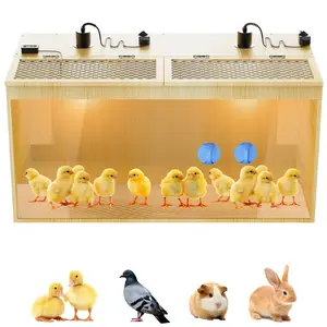 32 Inch Large Wooden Chicken Brooder Box, 75W Heat Lamps, Thermometer, Chicken Feeder & Waterer Set, Tin Foil, Ideal for 12-15 Newborn Chicks Ducks Quails, Brooder Box for Chicks