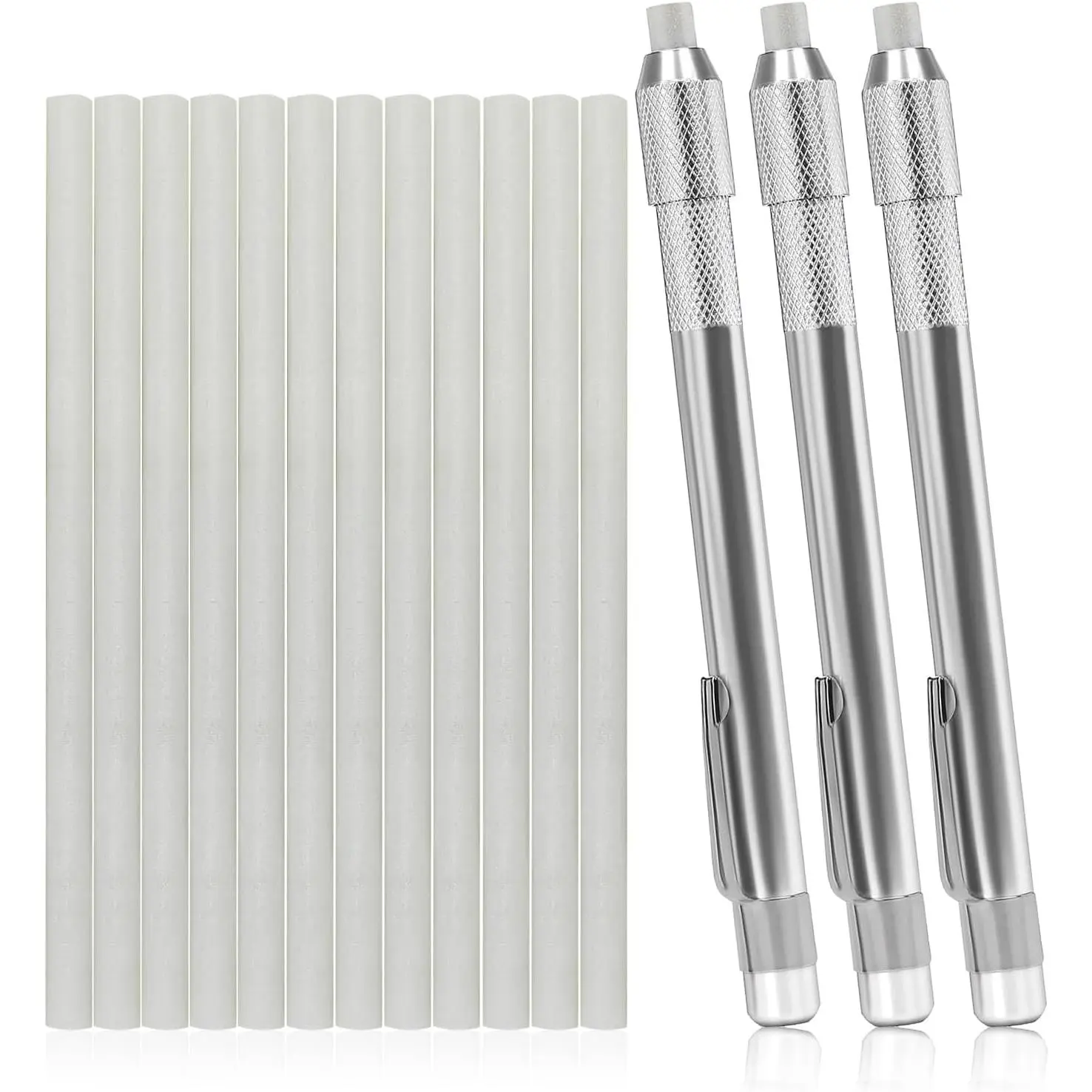15-Piece Round Soapstone Holder Set - Mark White Transparent, Removable Marking, Extra 12 Round Stone Refills, Ideal for Welding Tools & Hardware