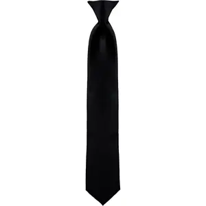 Clip on Ties for Men - Premium Black Solid Color Clip on Tie
