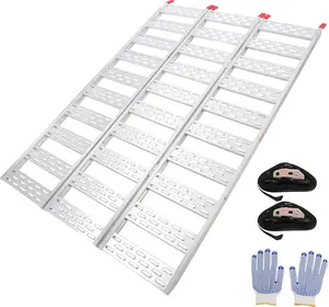 Tri-Fold Aluminum Loading Ramp, 1500 lbs Capacity – Heavy Duty, Anti-Slip Treads, Portable, Rust-Proof, Safety Straps – for Motorcycles, ATVs, Lawn Equipment, Trailers, Trucks – 76 * 50 in