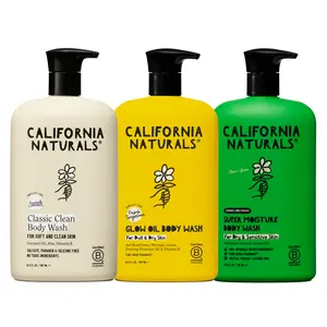 California Naturals Body Wash Trio, Natural, Vegan, Cruelty, Silicone, Paraben, and Sulfate Free Body Wash, All Hair Types, 16.5 Fl Oz (Pack of 3), Classic Clean Coconut, Glow Oil & Super Moisture Body Washes